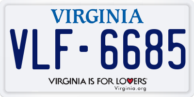 VA license plate VLF6685