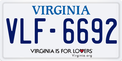 VA license plate VLF6692