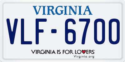VA license plate VLF6700
