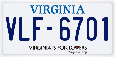 VA license plate VLF6701