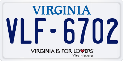 VA license plate VLF6702