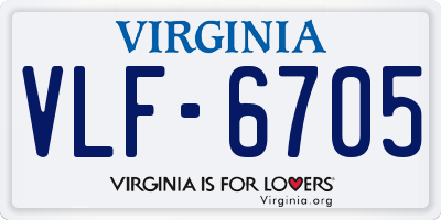 VA license plate VLF6705