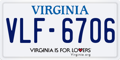 VA license plate VLF6706