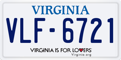 VA license plate VLF6721