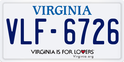 VA license plate VLF6726
