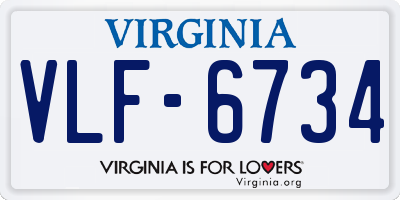 VA license plate VLF6734