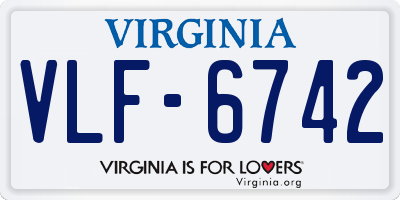 VA license plate VLF6742