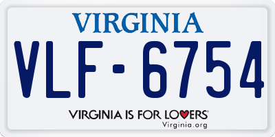 VA license plate VLF6754