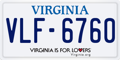 VA license plate VLF6760