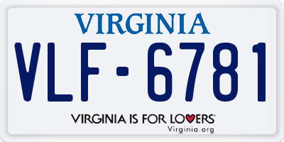VA license plate VLF6781