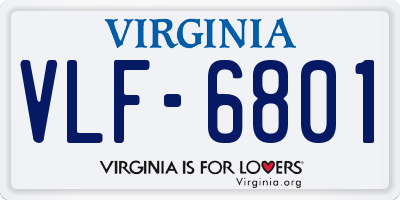 VA license plate VLF6801