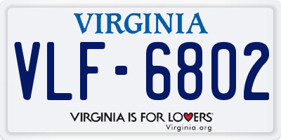 VA license plate VLF6802