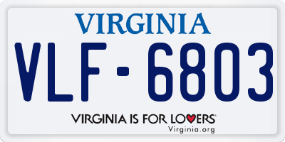 VA license plate VLF6803