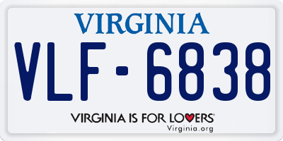 VA license plate VLF6838