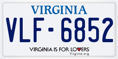 VA license plate VLF6852