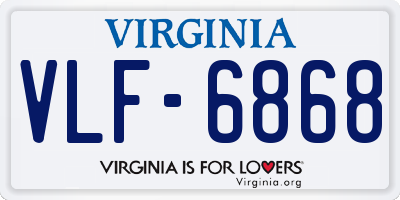 VA license plate VLF6868
