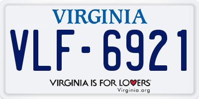 VA license plate VLF6921
