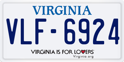 VA license plate VLF6924