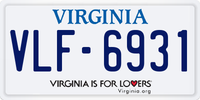 VA license plate VLF6931