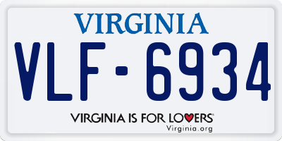 VA license plate VLF6934