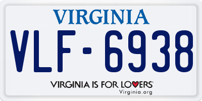 VA license plate VLF6938
