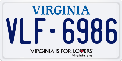 VA license plate VLF6986