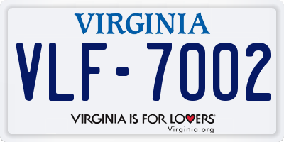 VA license plate VLF7002