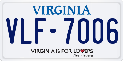 VA license plate VLF7006