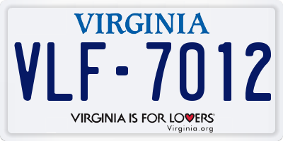 VA license plate VLF7012