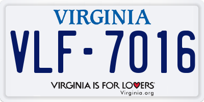 VA license plate VLF7016