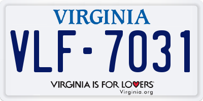 VA license plate VLF7031