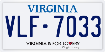VA license plate VLF7033