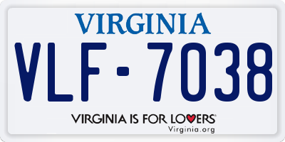 VA license plate VLF7038
