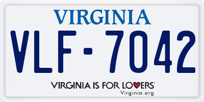 VA license plate VLF7042