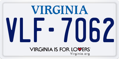 VA license plate VLF7062