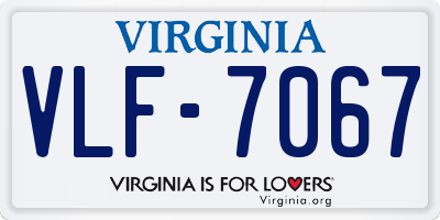 VA license plate VLF7067