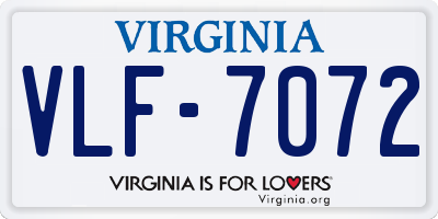 VA license plate VLF7072