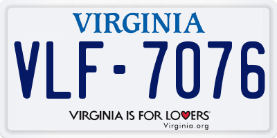 VA license plate VLF7076