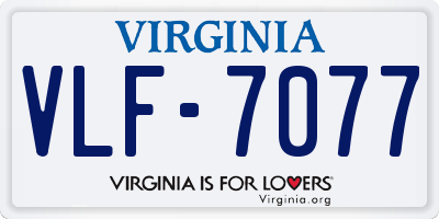 VA license plate VLF7077