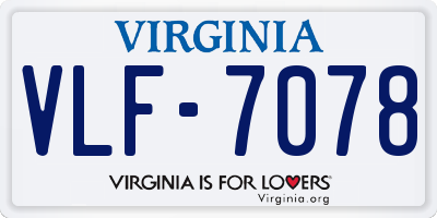 VA license plate VLF7078