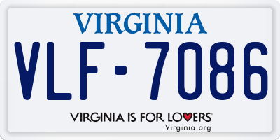 VA license plate VLF7086