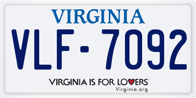 VA license plate VLF7092