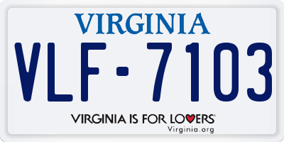VA license plate VLF7103