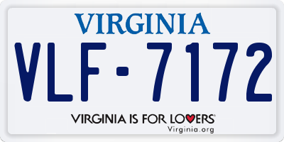 VA license plate VLF7172