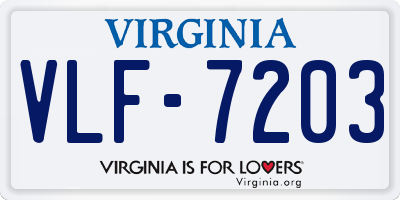VA license plate VLF7203