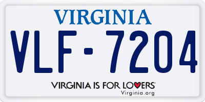 VA license plate VLF7204