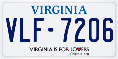 VA license plate VLF7206