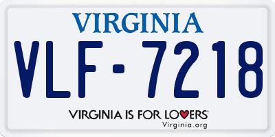 VA license plate VLF7218