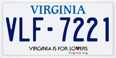 VA license plate VLF7221