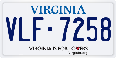 VA license plate VLF7258